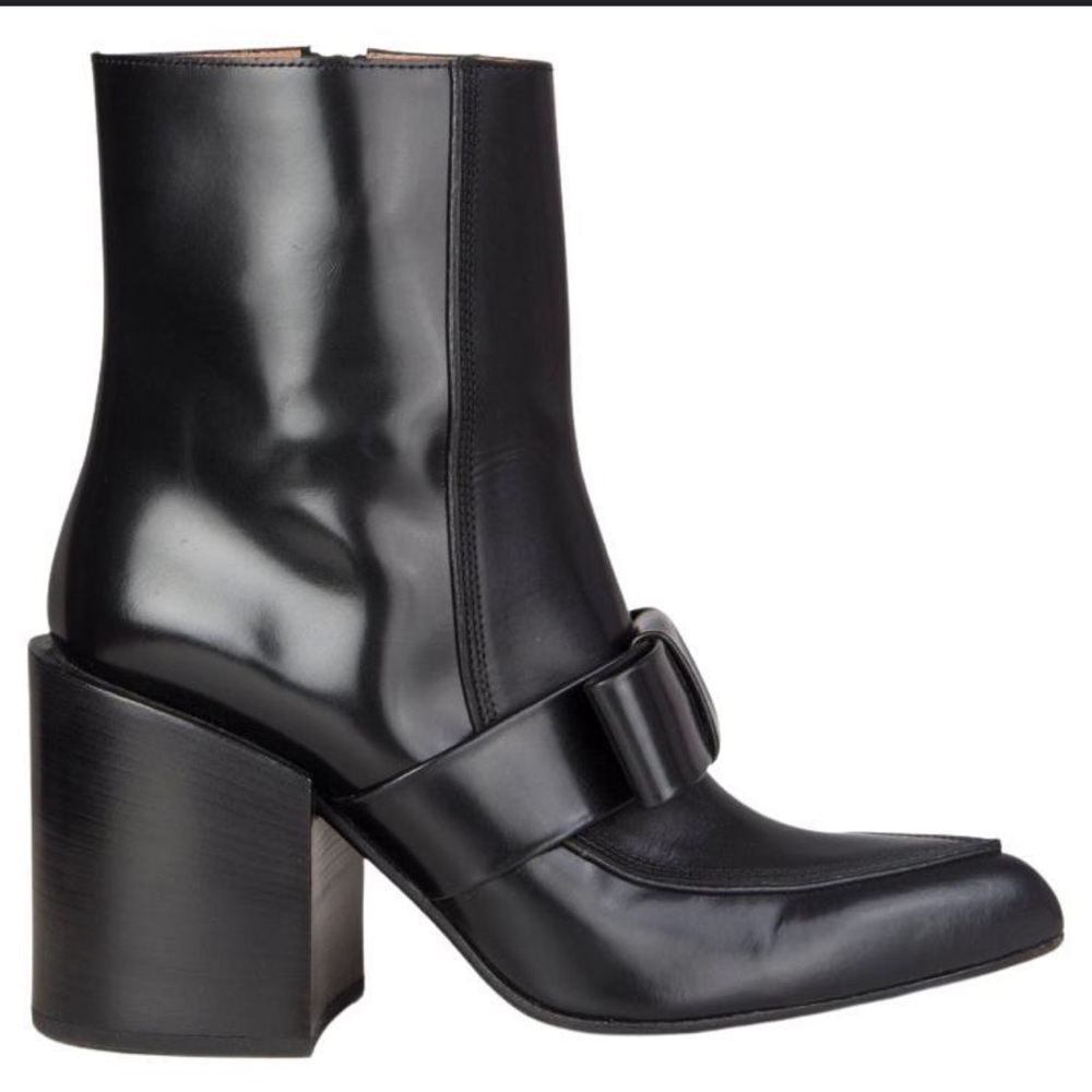 MARNI black leather BOW STRAP Ankle Boots Shoes 40 (10)
